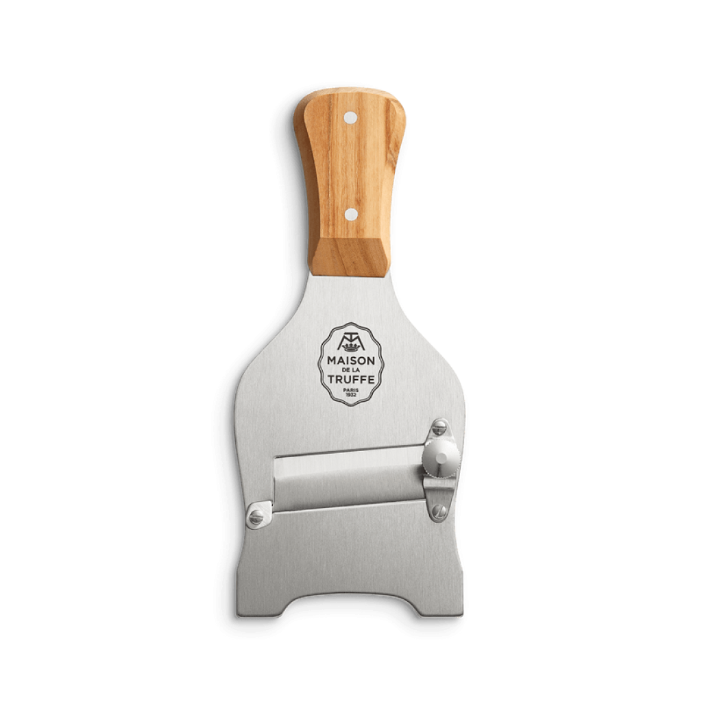 Trüffelmandoline aus Edelstahl mit Griff aus Olivenholz (1 Seite) - Épicerie Fine Maison de la Truffe